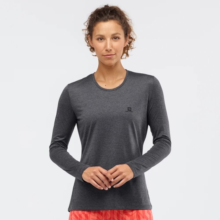 Camiseta Salomon Agile Long Sleeve Feminino Pretas | PT G16945